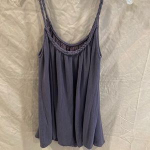 Purple periwinkle long shirt or petite dress braided straps